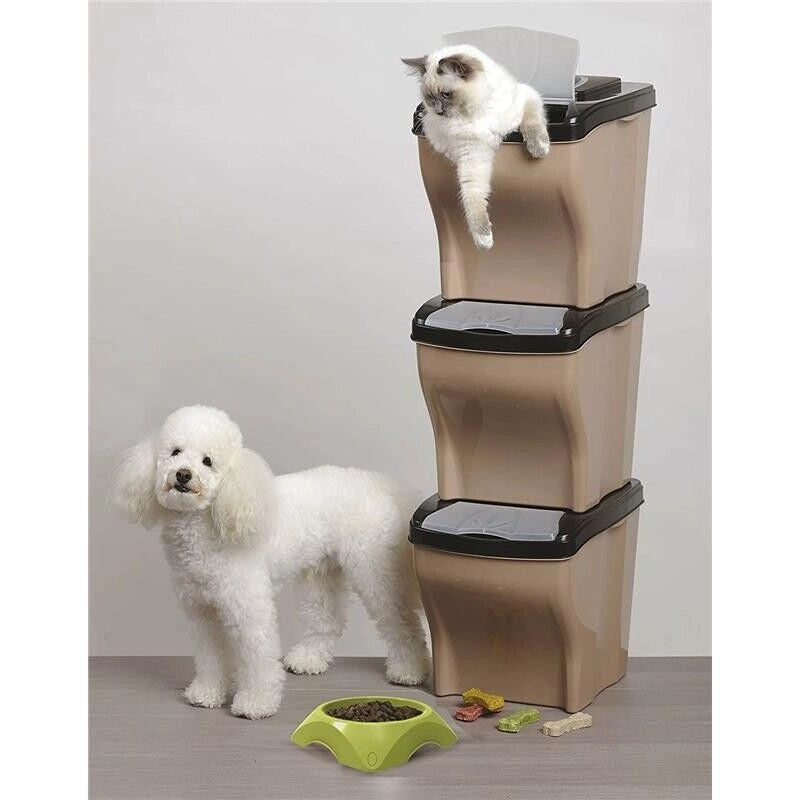 BAMA POKER PET SET 3 PZ CONTENITORE PORTA CROCCHETTE BEIGE 28 X 40 X 31 CM