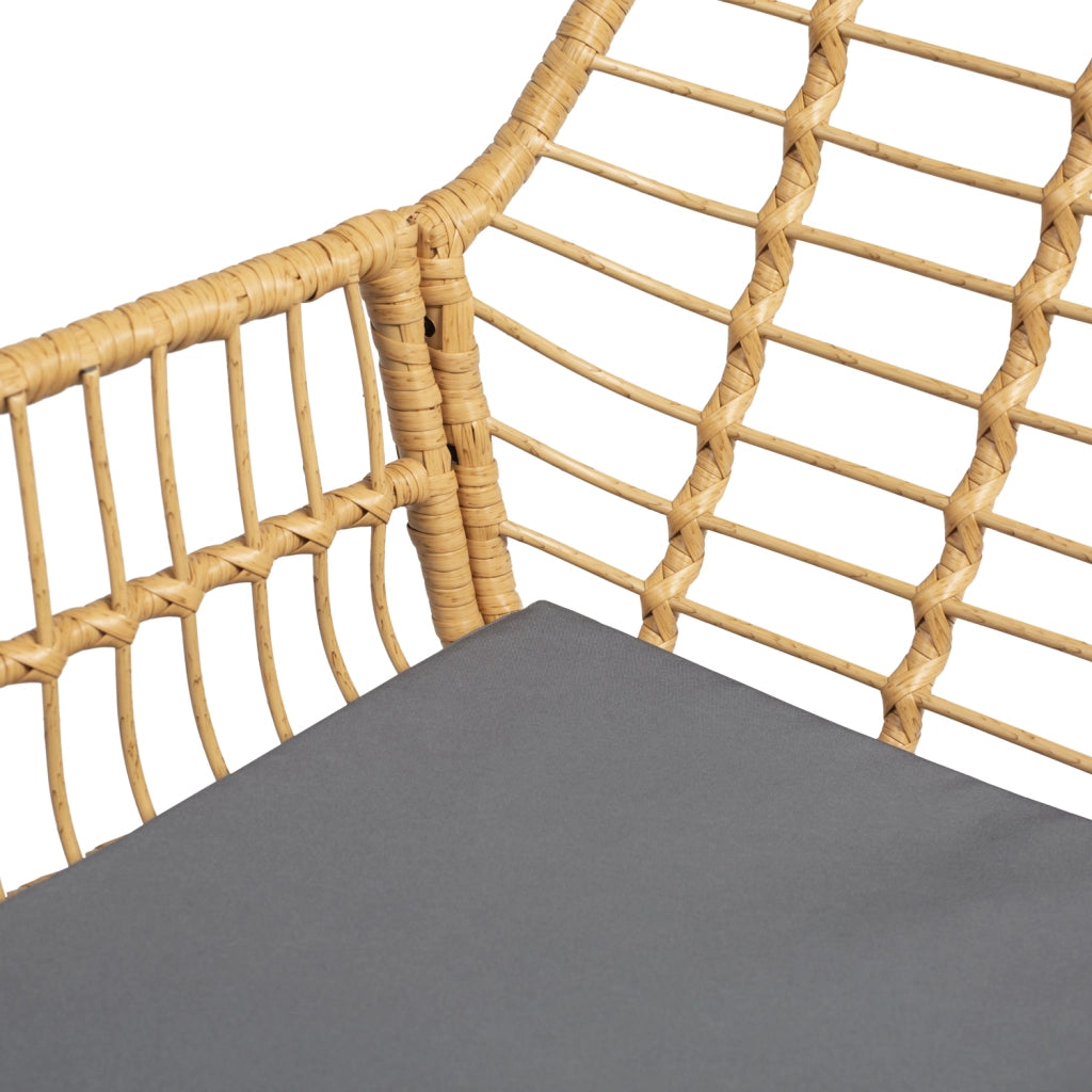 Set di mobili da giardino TIGA in resina intrecciata 4 posti - cuscini grigi