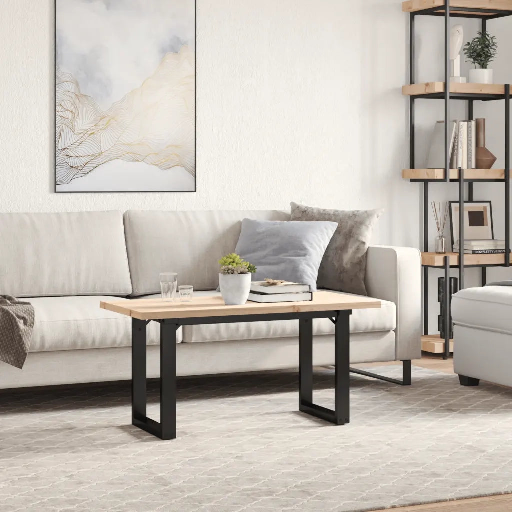 Tavolino salotto | Tavolino da caff¨¨ | Tavolino da Soggiorno Telaio a O 100x50x45,5 cm Legno Pino e Acciaio
