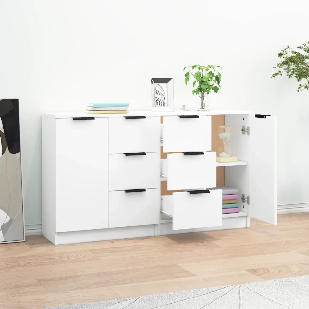 Credenze 2 pz | Madia | Buffet da pranzo | Armadio da pranzo Bianche 60x30x70 cm in Legno Multistrato