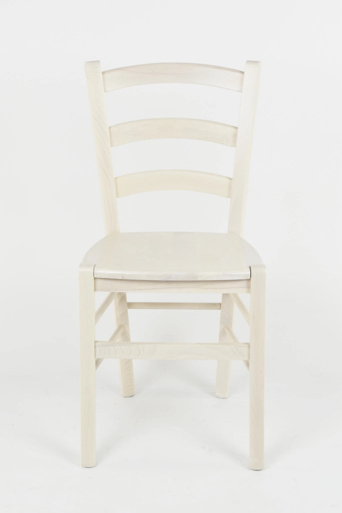 Set 6 Sedie Venice Tommychairs, robusta struttura in legno di faggio verniciata in anilina bianca e seduta in legno