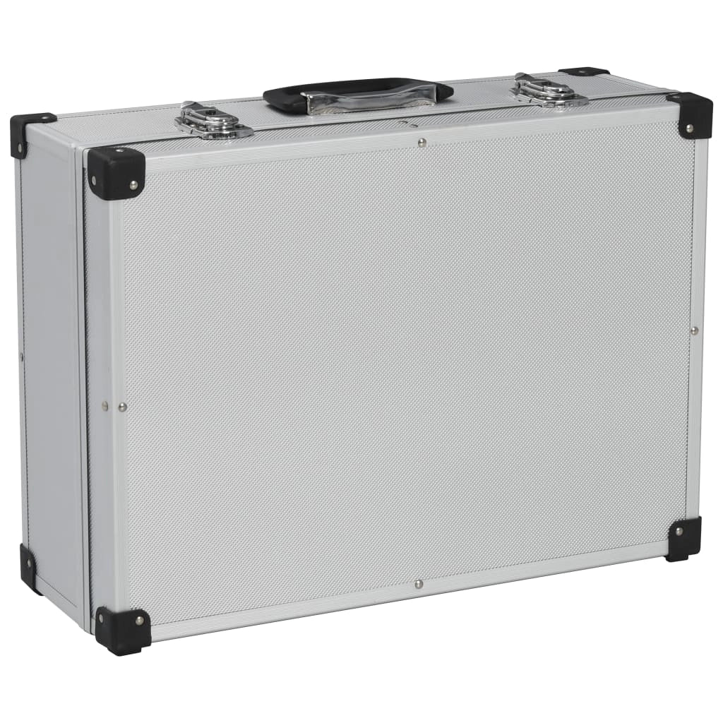 Valigetta portautensili cassetta portautensili carrello portautensili cassetta portautensili contenitore portadocumenti portatile 46 cm argento 02_0003268