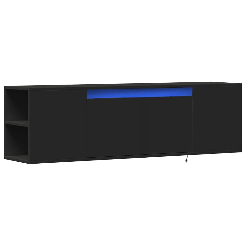 Mobile TV multimediale mensola TV credenza mobile TV sala da pranzo soggiorno camera da letto montaggio a parete con luci LED 135 x 31 x 39,5 cm nero 02_0027864