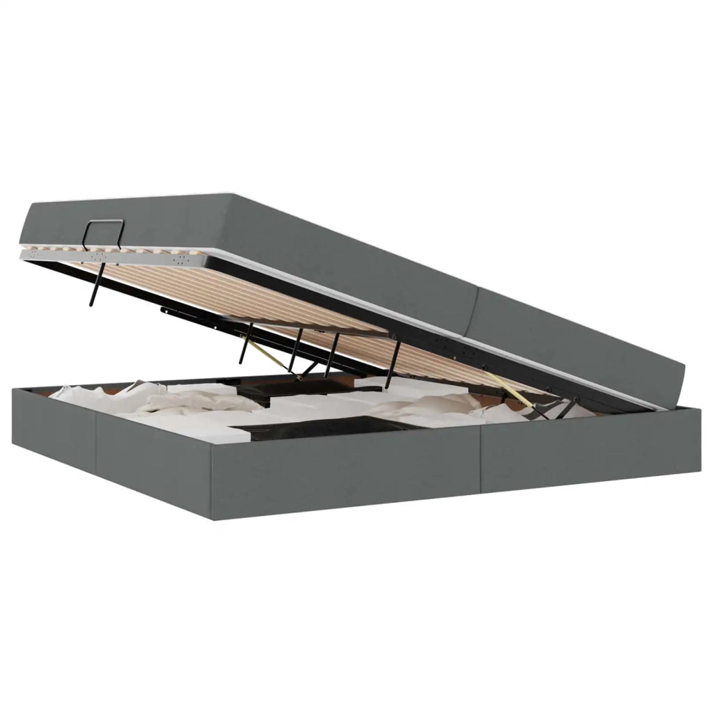 Letto con contenitore e materasso Grigio scuro 200 x 200 cm