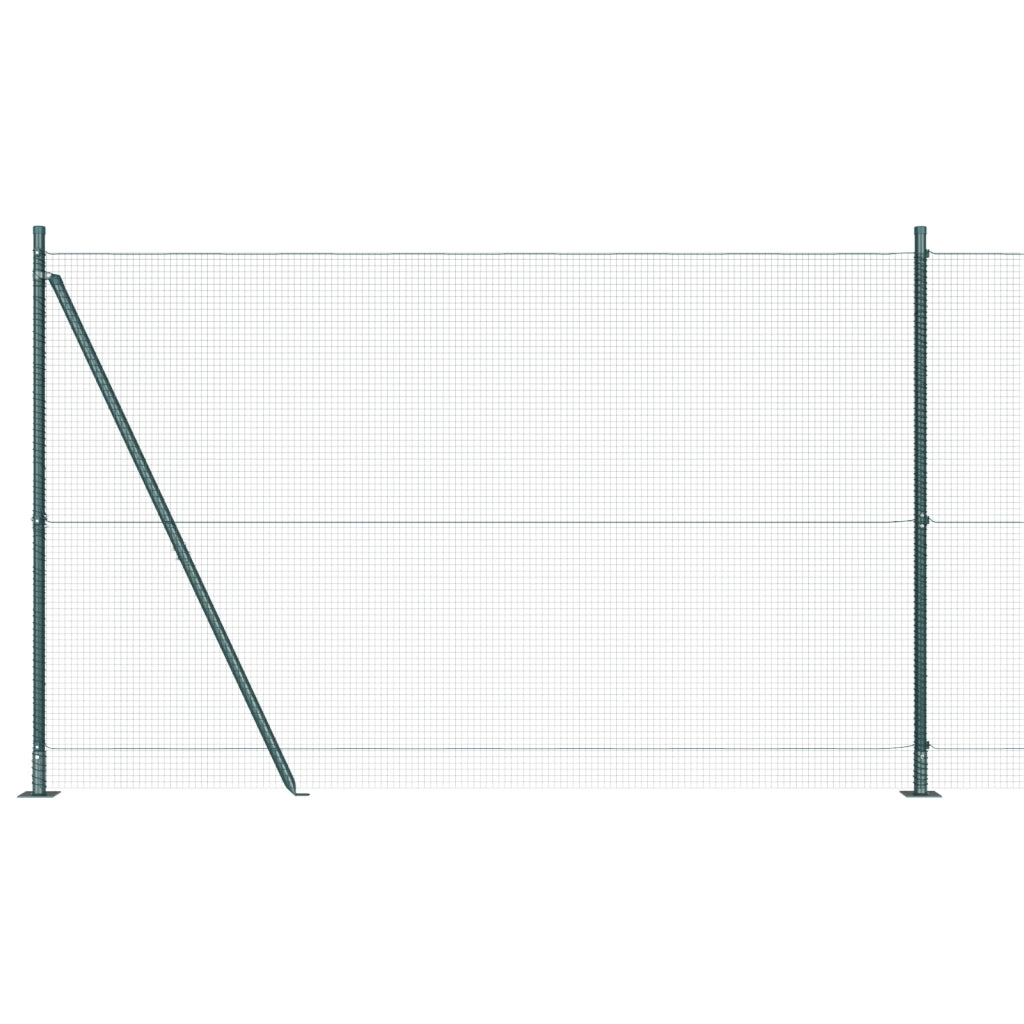 Recinzione in Filo Saldato con 13 Pali Flangiati Verde 1.5x25 m Acciaio