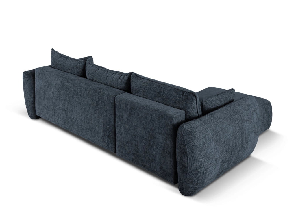 Cosmopolitan Design - Divano convertibile angolare sinistro con contenitore "Matera" 4 posti in ciniglia blu reale 