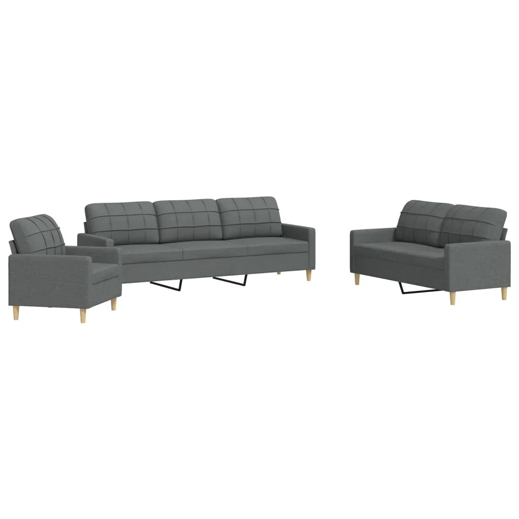 Set di Divani 3 pz Grigio Scuro in Tessuto 3278288