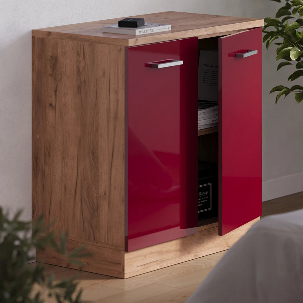 Mobile per mansarda Rion Rosso lucido/Rovere dorato 80 x 83.8 cm senza inclinazione con 2 ante Vicco