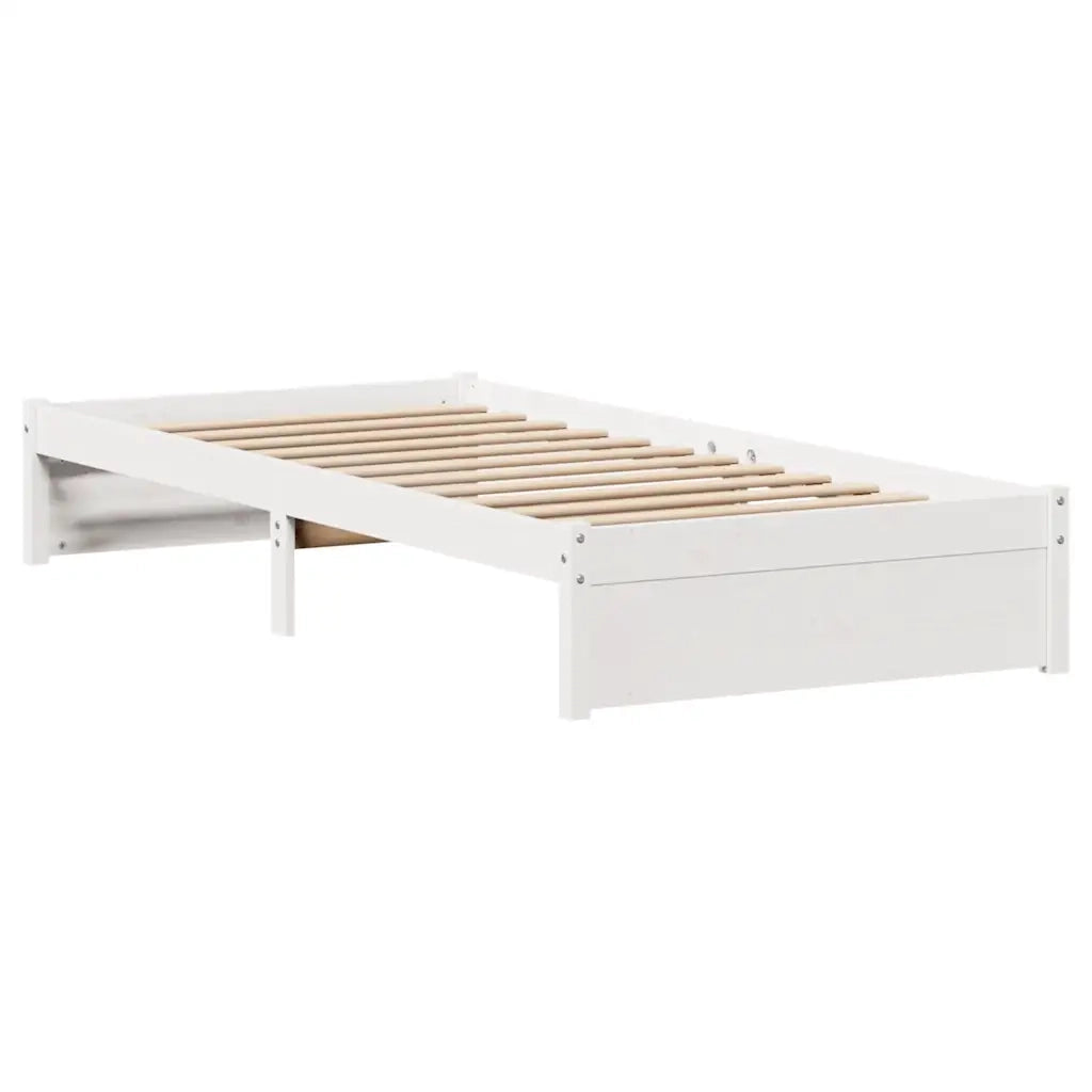 Letto senza Materasso-Struttura Letto Bianco 75x190 in Legno Massello di Pino 262493