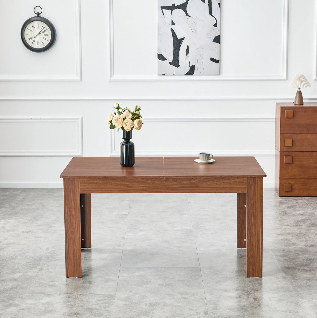 Tavolo da pranzo 220x88.5x77 cm estensibile; piano facile da pulire in MDF; noce