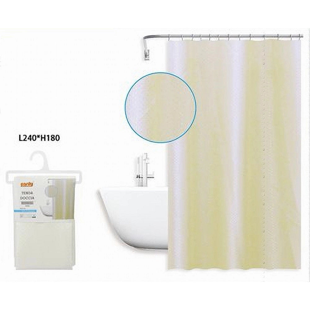 Trade Shop - Tenda Doccia Antimuffa Impermeabile 240x180cm Bianca Gialla Texture Rombi 59818 -