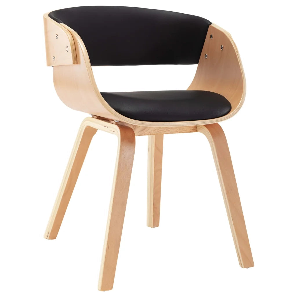 Sedia da Pranzo Nera in Legno Piegato e Similpelle 283113