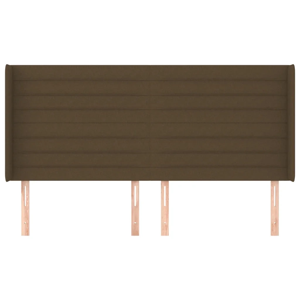 Testiera ad Orecchio-Testata con Orecchie Marrone Scuro 163x16x118/128 cm in Tessuto 263428