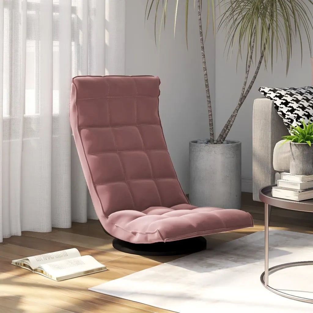 Sedia da Pavimento Girevole Rosa in Velluto CFW3607902
