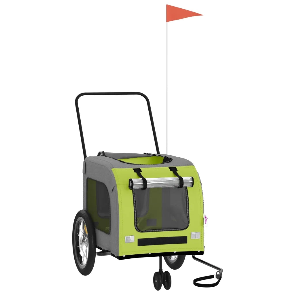 Rimorchio da Bici per Animali Verde e Grigio Oxford e Ferro CFW1760091