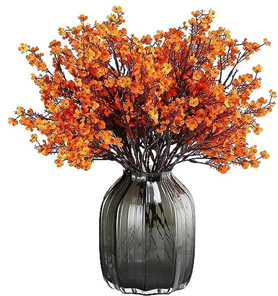 Babys Breath Oranje Zijden Kunstbloemen 6 Bundel Decorazione di Finto Fiori per Esterni e Interni, Real Touch DIY per Feste e Matrimoni (6 pezzi)