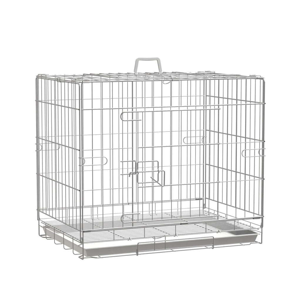 Gabbia per cani pieghevole in metallo con vassoio ¨C zephmum ¨C 61x43x50 cm bianco