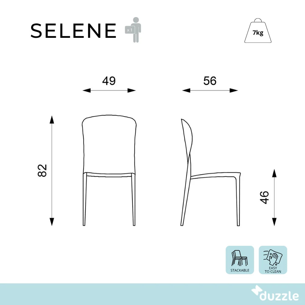 Set di 4 sedie da pranzo imbottite in similcuoio grigio chiaro Selene impilabili e con struttura in metallo facili da pulire | Duzzle
