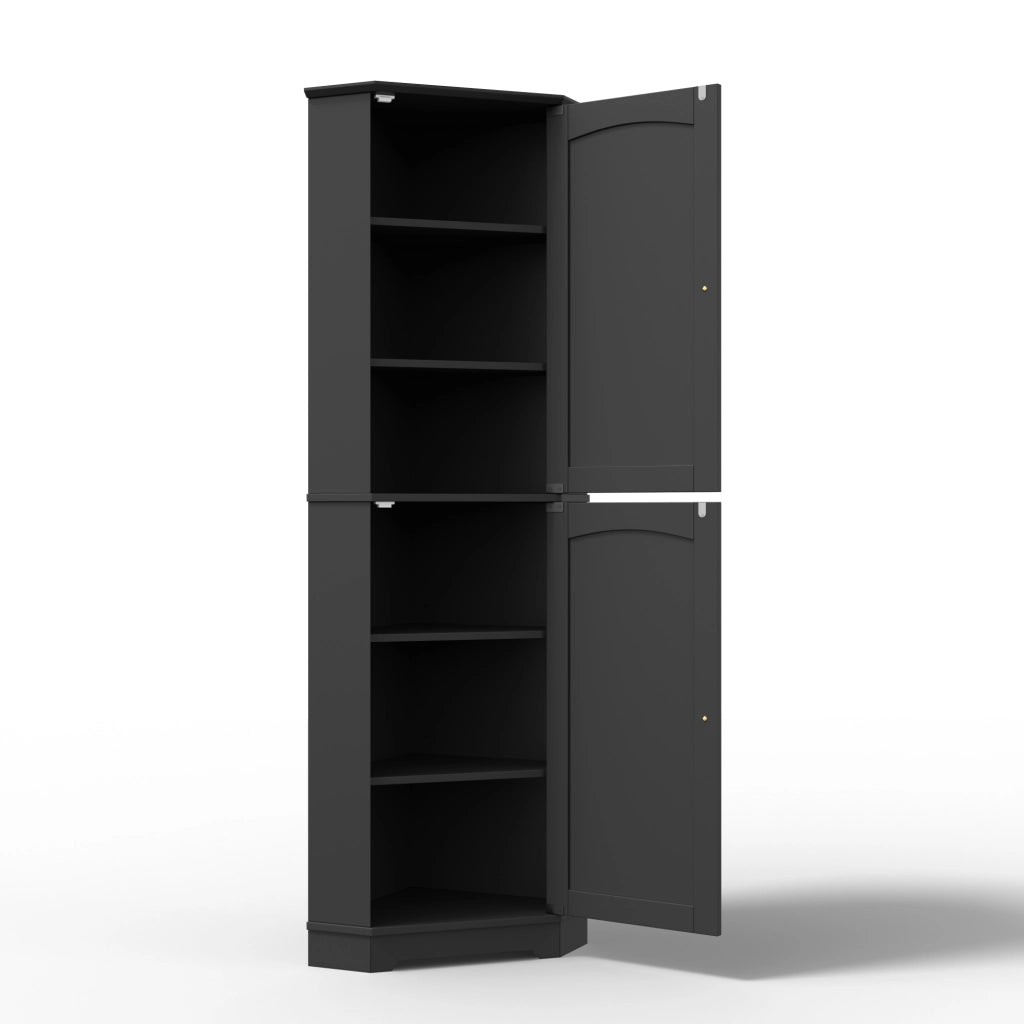 Armadio angolare 42x42x166 cm con ripiani regolabili in MDF nero