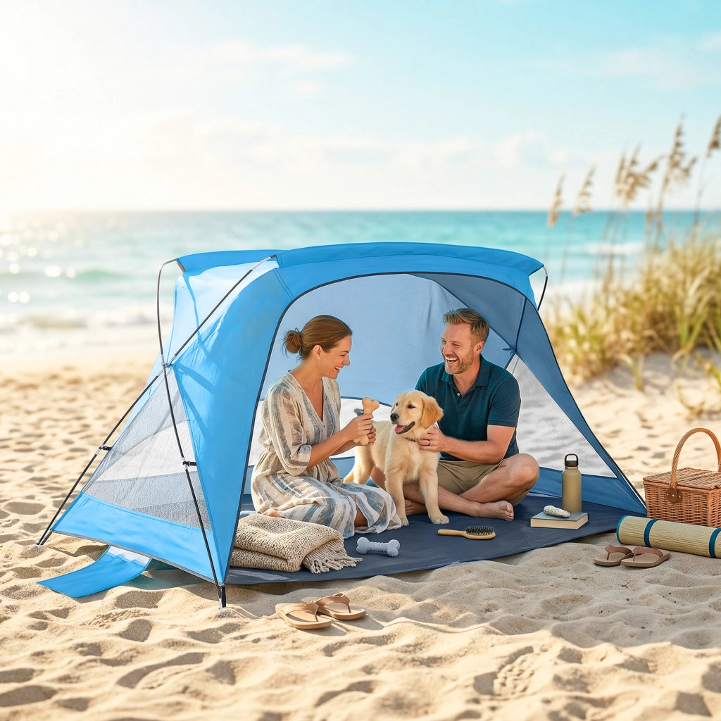 Tenda da giardino per 2-3 persone ¨C zephmum ¨C blu cielo con porta, finestre, sacchi di sabbia, UPF30+ e borsa