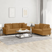 Set di Divani 2 pz con Cuscini Marrone in Velluto 3202277