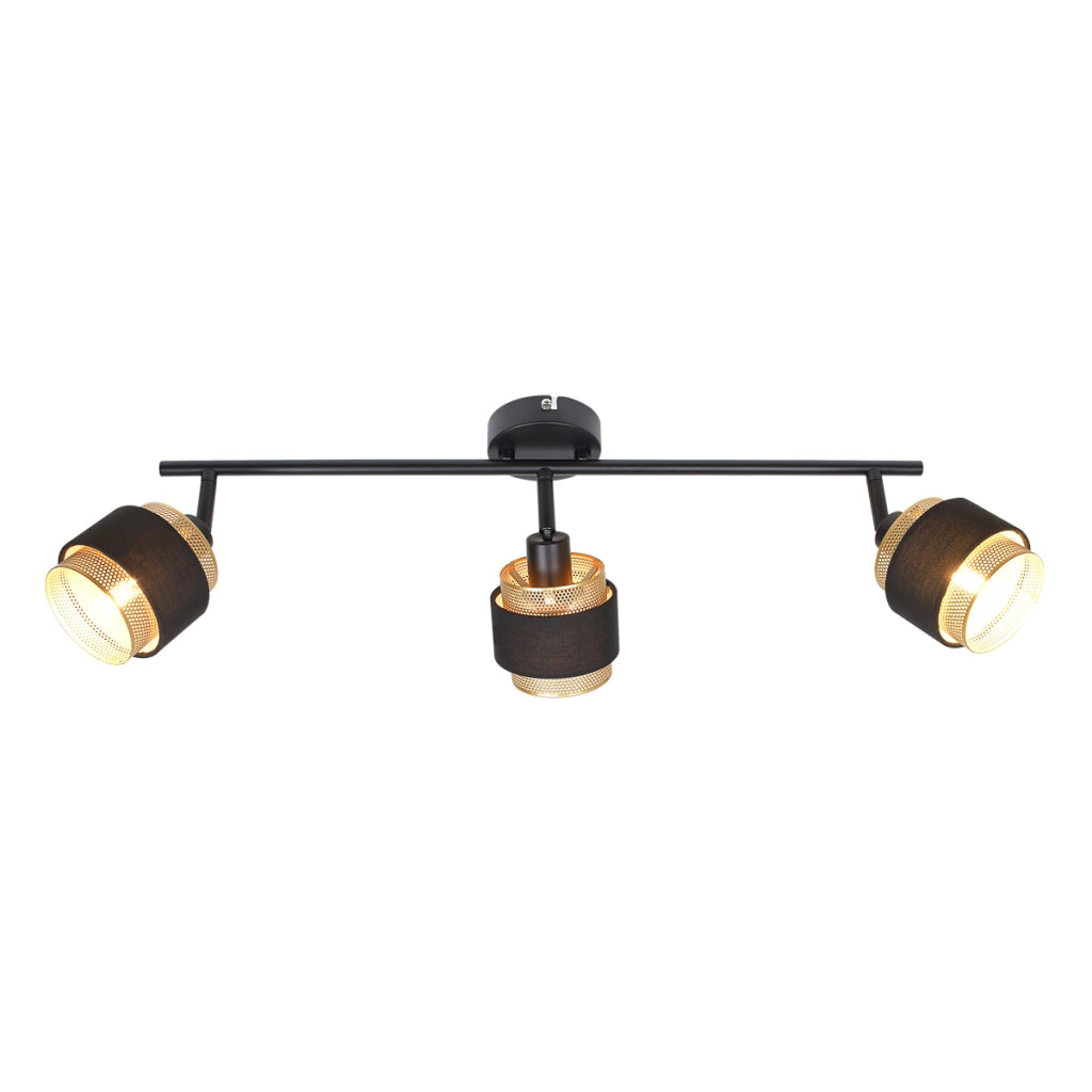 Faretto soffitto decorativo 3 luci nero oro E14 Italux