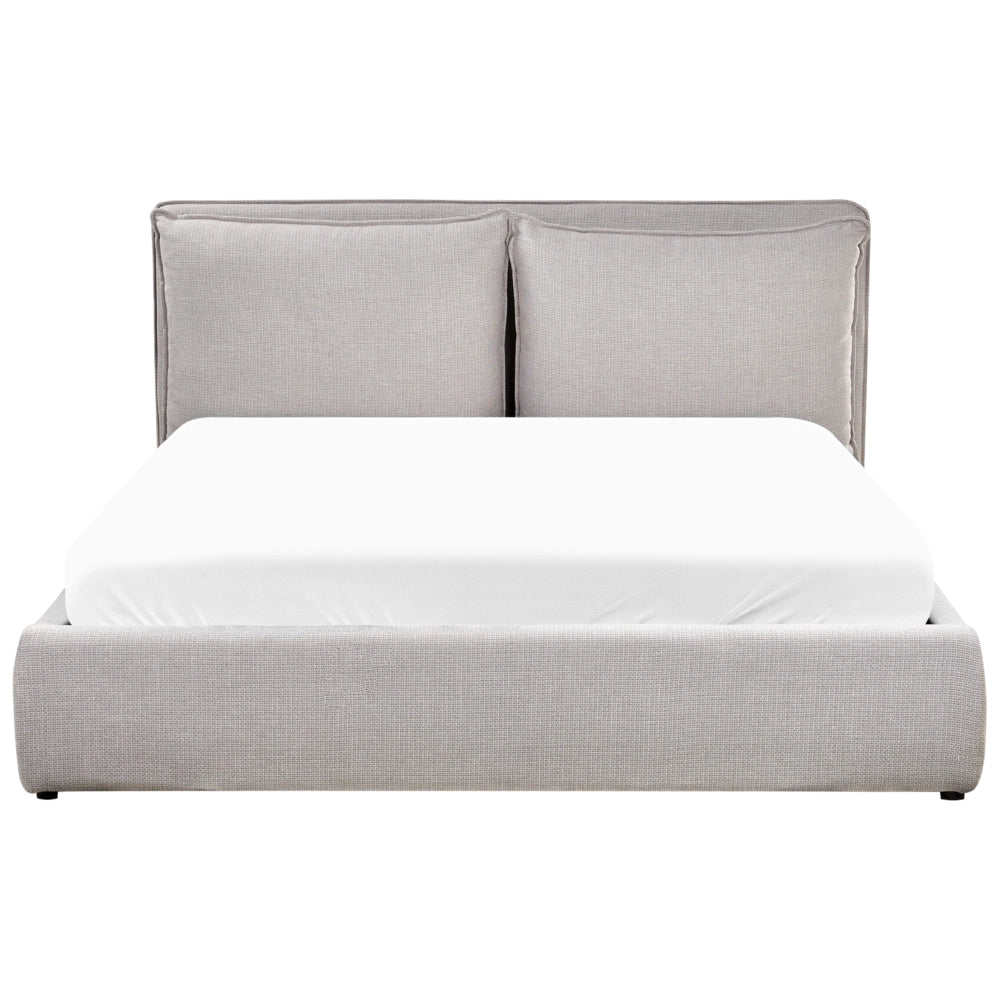 Letto matrimoniale in tessuto grigio chiaro con contenitore 160 x 200 cm camera da letto moderna