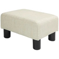 Pouf poggiapiedi compatto in tessuto effetto lino, portata 110 kg, 40 x 30 x 24 cm, Beige