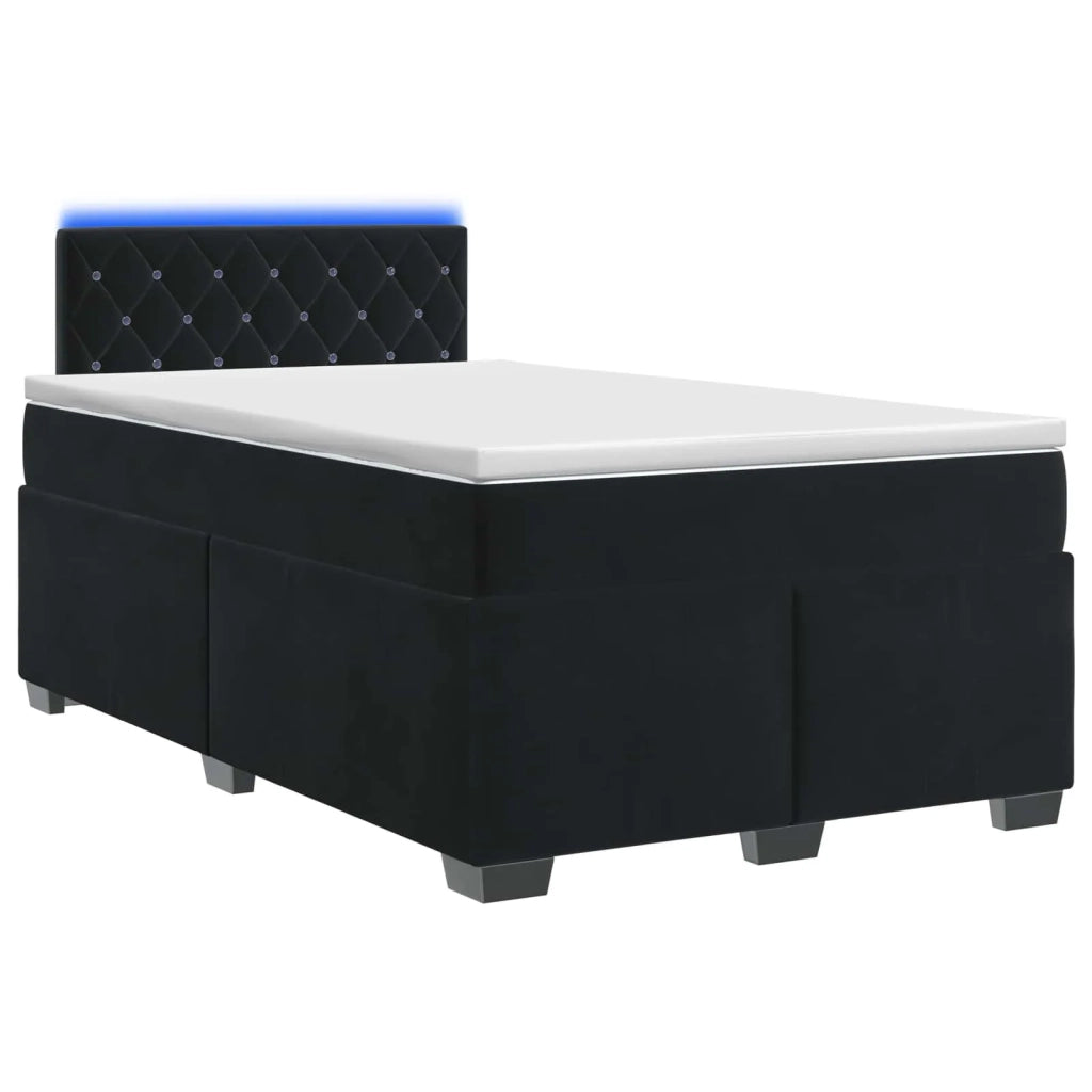 Letto con Box Spring, Materasso e LED Nero 120 x 200 cm Velluto 3452152