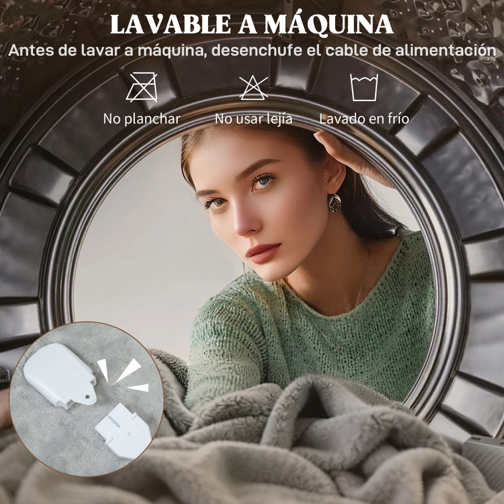 Coperta elettrica riscaldante ¨C zephmum ¨C 180x130 cm grigio 9 temperature timer lavabile