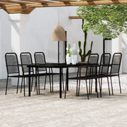 Set Mobili da Pranzo per Giardino 7 pz Nero cod mxl 35448