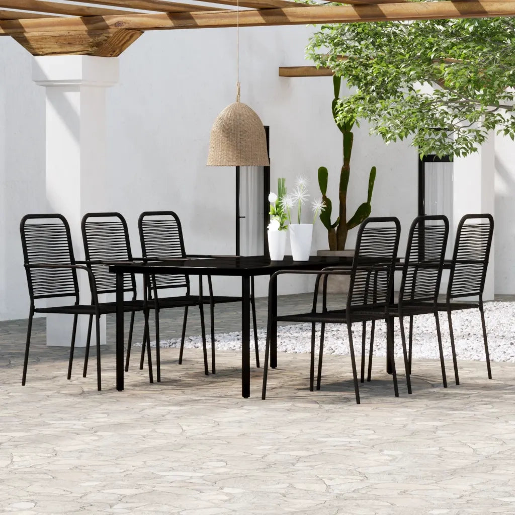 Set Mobili da Pranzo per Giardino 7 pz Nero cod mxl 35448