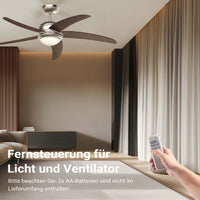 Ventilatore da soffitto Ø 136 cm con 5 pale, lampadario ventilatore con 3 velocità, telecomando, timer, modalità estiva e invernale, 70 W