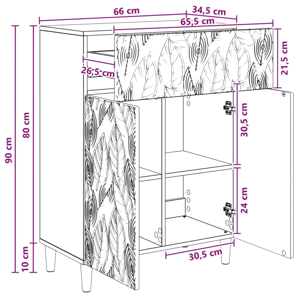 Credenza Nero 66 x 34,5 x 90 cm Legno ingegnerizzato 895096