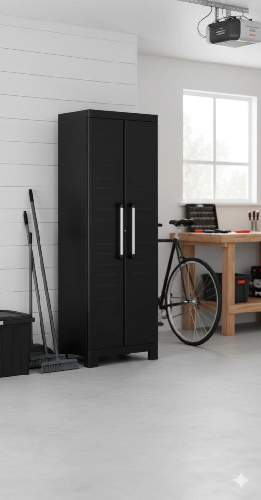 Armadio in Resina 4 Ripiani 65x45x182 cm Keter Detroit Alto Nero