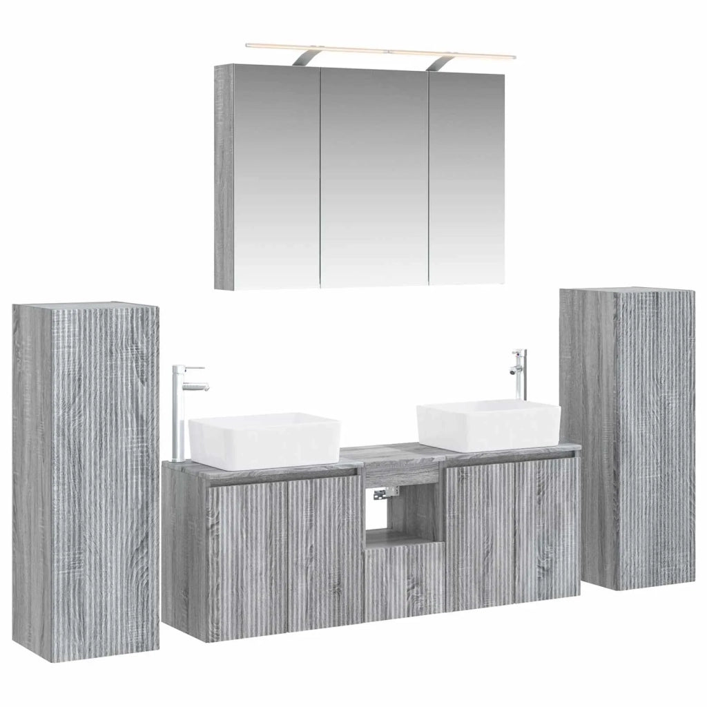 Set di mobili per il bagno 6 pcs Sonoma grigio 3407164