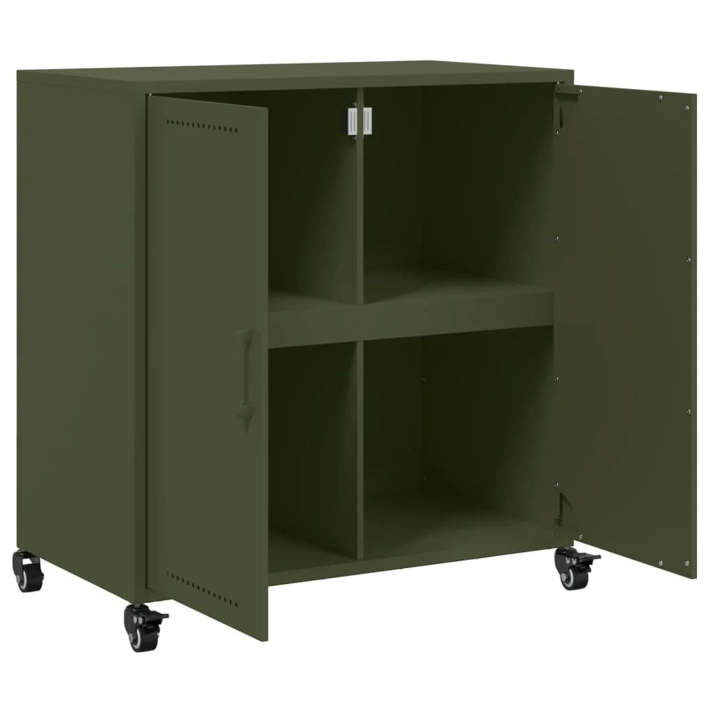 Buffet credenza cassettiera armadio mobile contenitore organizer per cucina soggiorno salotto verde oliva 68,5 x 39 x 72 cm acciaio verde 02_0036588