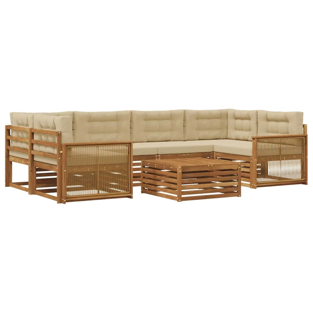 Set di divani da esterno 7 pz Naturale e Beige 3383091