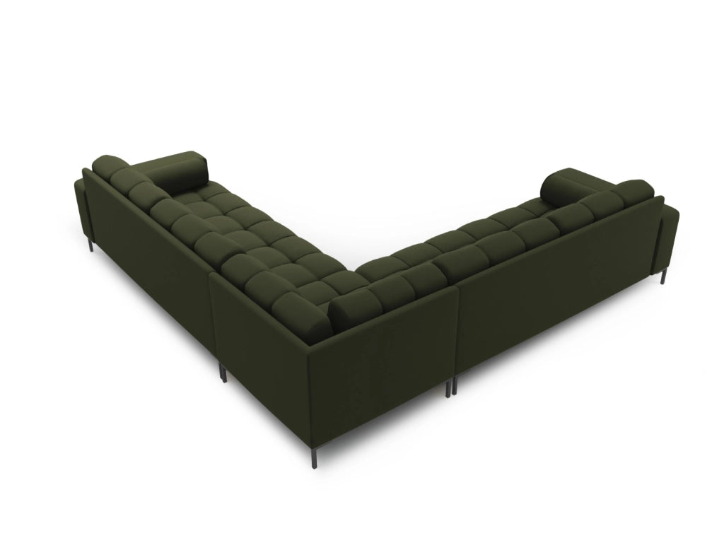 Cosmopolitan Design - Divano angolare reversibile "Bali" 6 posti in tessuto strutturato verde 