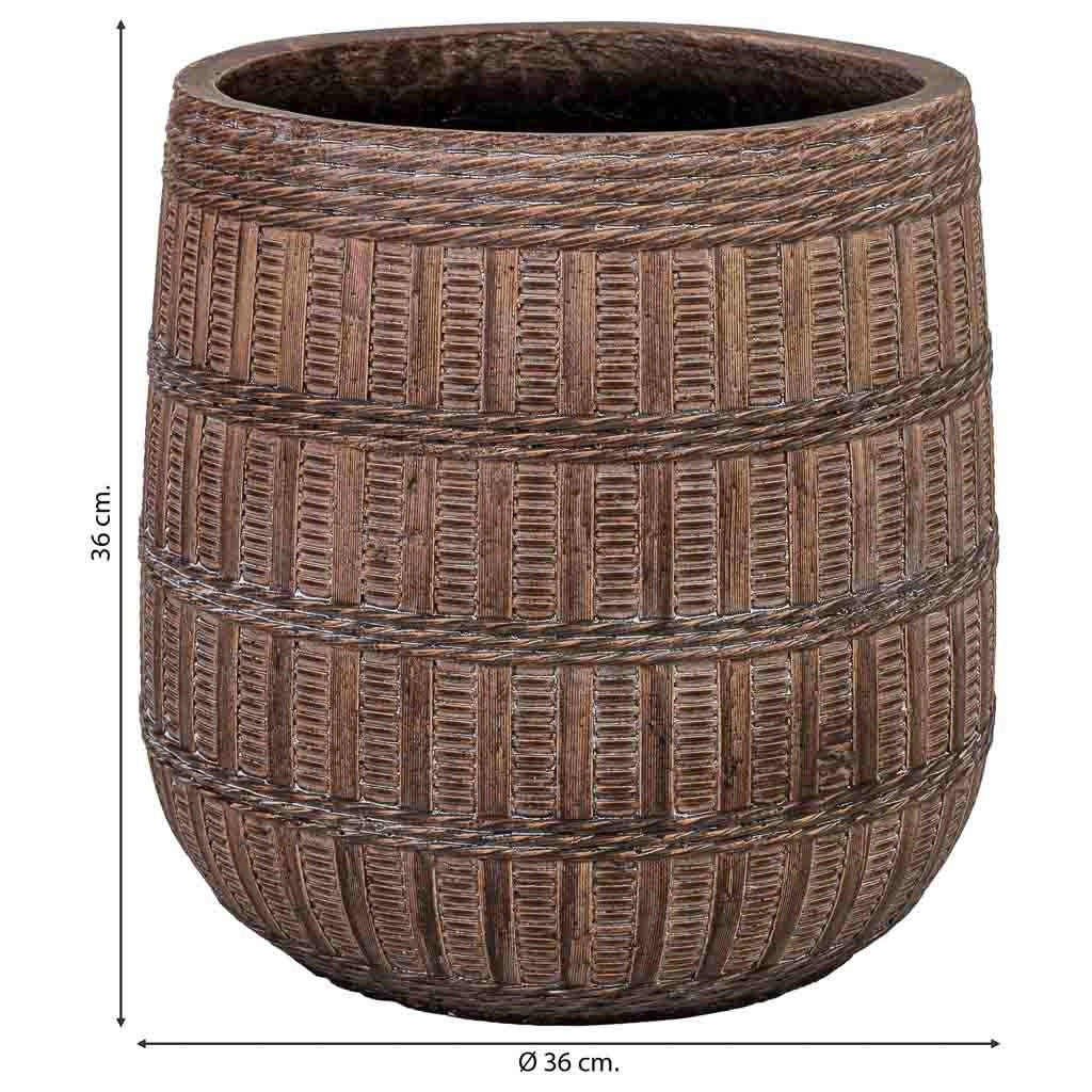 Vaso fibra di vetro marrone rossastro 36x36x36 cm