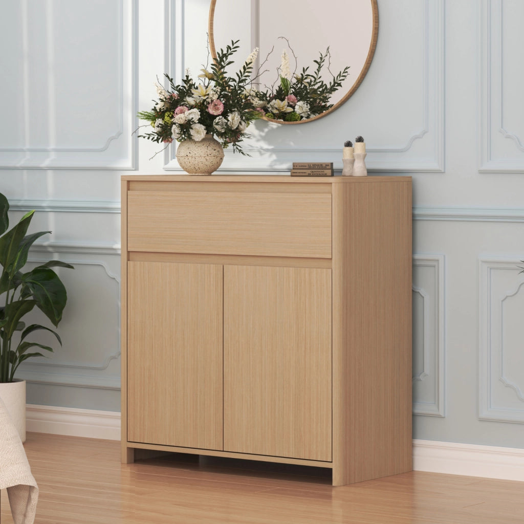 Credenza Takranmaa con Cassetto e Ante 88x79x39 cm Effetto Rovere [en.casa]