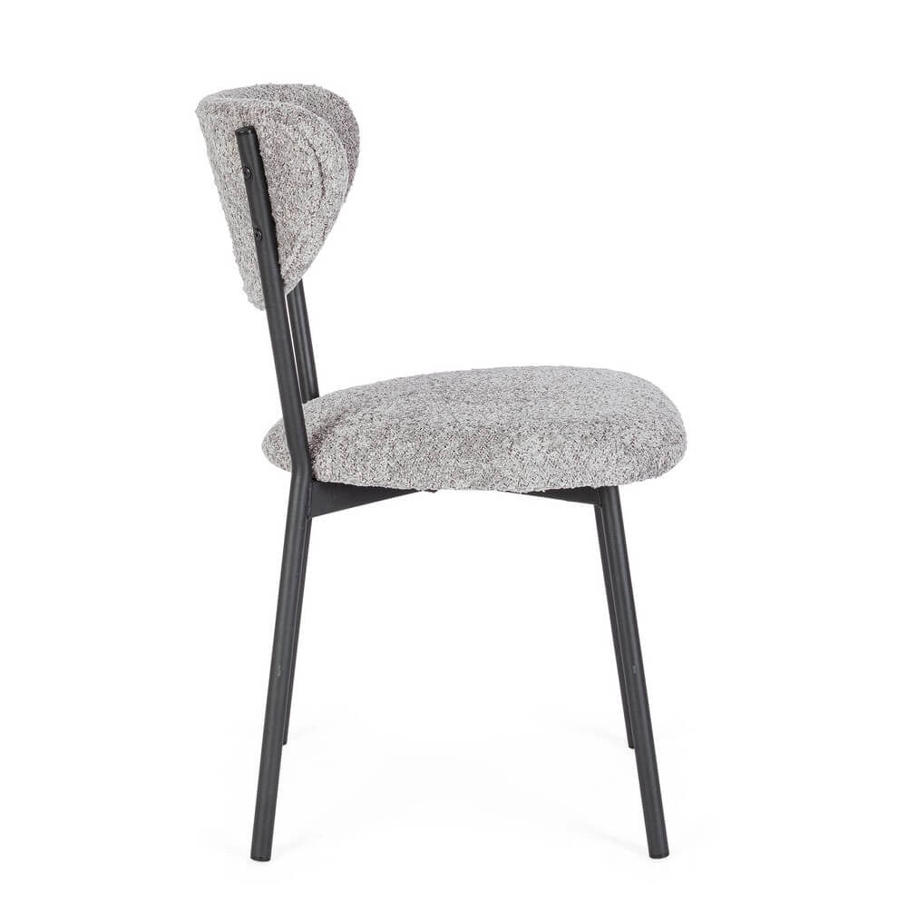 Set di 2 Sedie Imbottite in Tessuto Bouclé con Gambe in Acciaio - BEATRICE