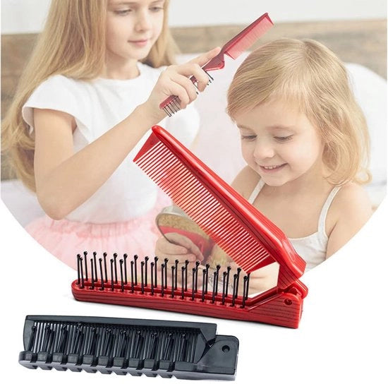 Doppio pettine pieghevole, pettine portatile per capelli, doppia testa, pettine antistatici con massaaggio, adatto per strumenti per lo stile dei capelli per bambine e bambini