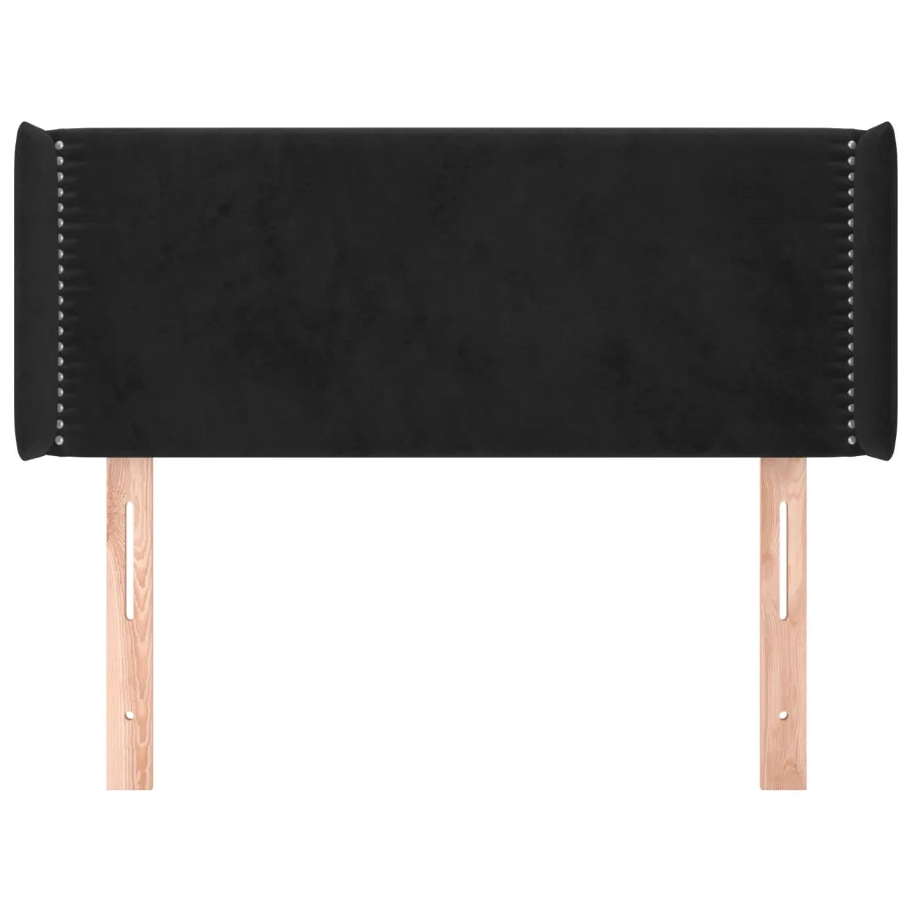 Testiera | Testata ad Orecchio Nera 103x16x78/88 cm in Velluto