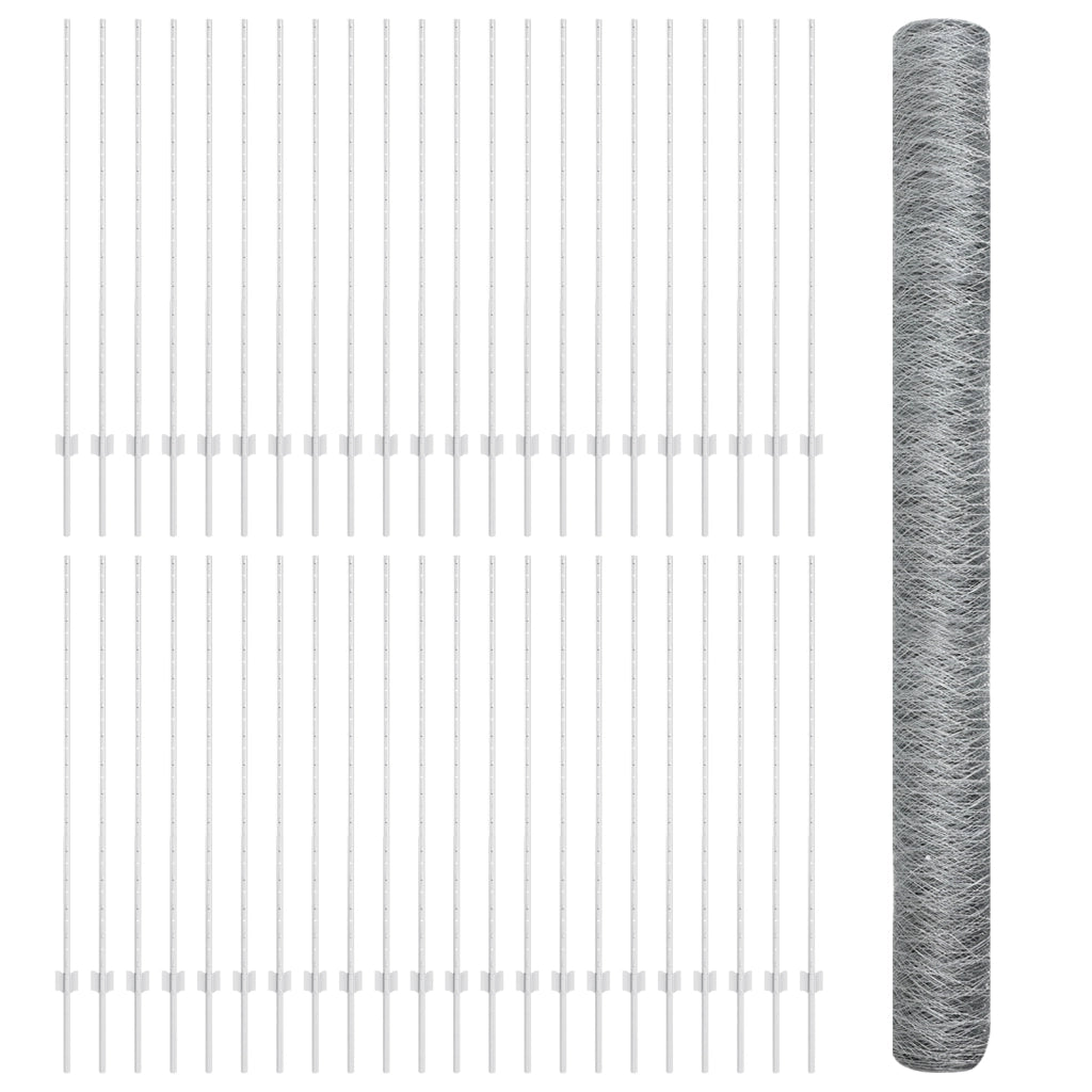 Pali di Recinzione  22 pcs U-Channel 140 cm Acciaio Zincato
