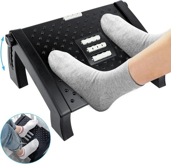 Sostegno per Piedi con Funzione di Massaggio 6 Altezze Regolabili Sostegno Ergonomico Antiscivolo per Ufficio e Casa