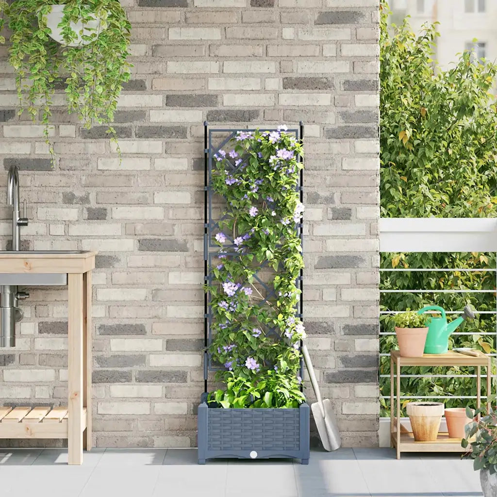 Vaso da giardino-Fioriera Esterno-Contenitore per Piante Grigio Chiaro 40 x 40 x 125,5 cm Acciaio