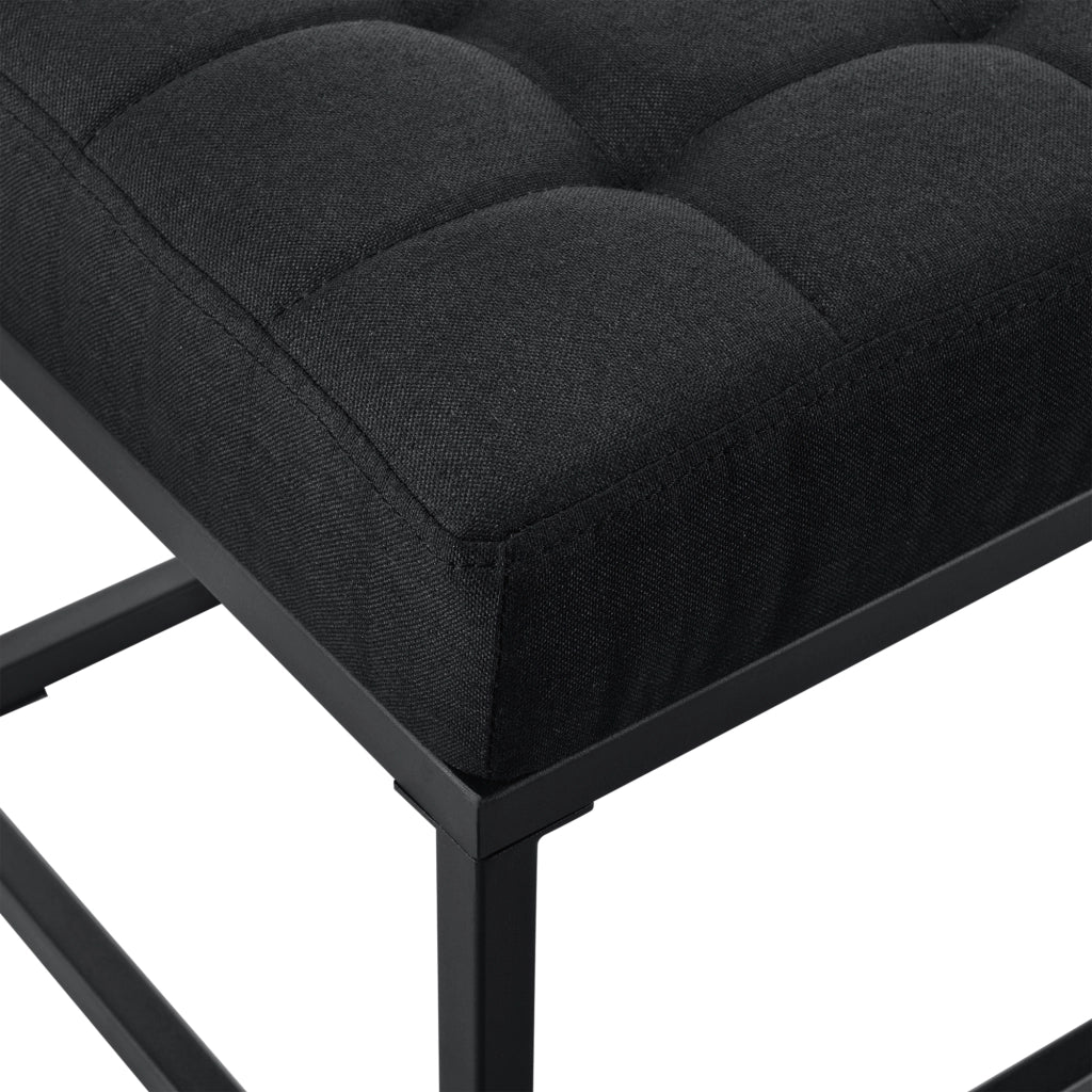 Panca per Interni Salta Ottomana Imbottita Trapuntata 120x40x38 cm Nero pro.tec