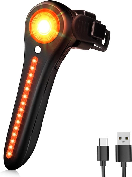 Abituratore posteriore per bicicletta - Sensoressore di distanza - Connettori USB-C - IP64 - 5 posizioni - Per mountain bike e biciclette da strada