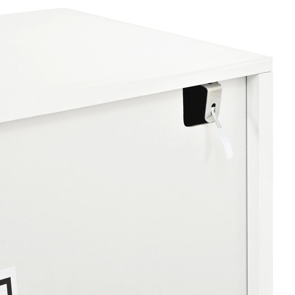 Mobile TV 170x35x50 cm con 4 ante e push-to-open in PB e MDF bianco